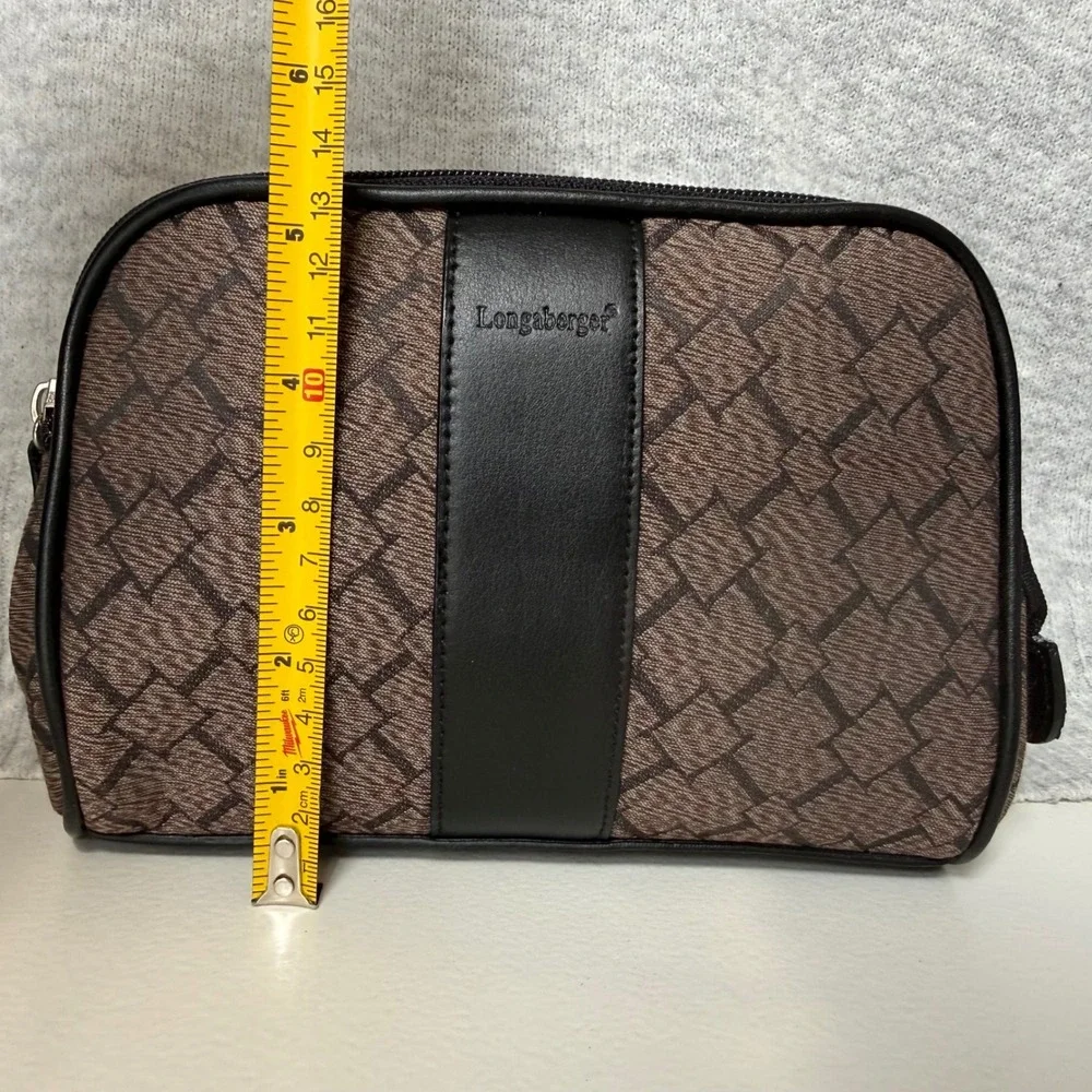 NEW Longaberger Signature Medium Cosmetic Bag and Coin Purse Set Brown Black - Picture 7 of 8